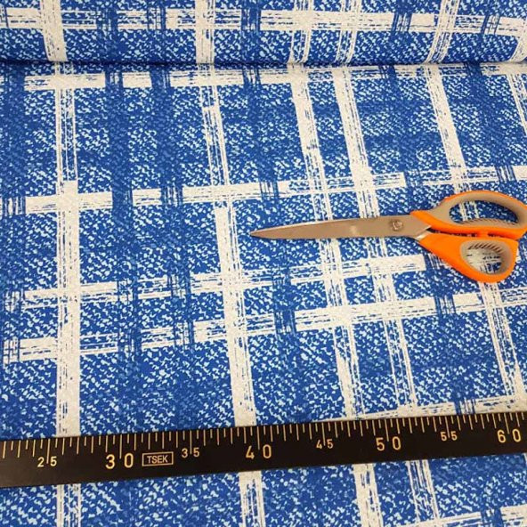Su İtici Ekose Kot Desenli Fon Perde Döşemelik Kumaş - 2