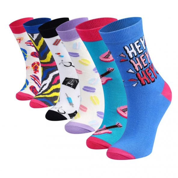 Bolero Eğlenceli 6lı Renkli Çorap