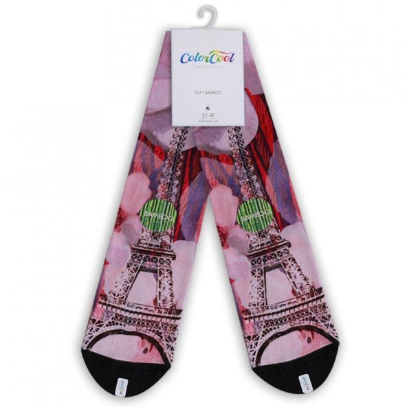 Colorcool Bayan Baskılı Bambu Çorap Paris