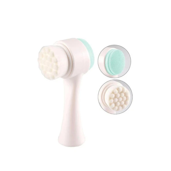 Çift Taraflı 3D Yüz Temizleme Fırçası Ve Slıkon Yüz Masaj Aleti - Resim 3