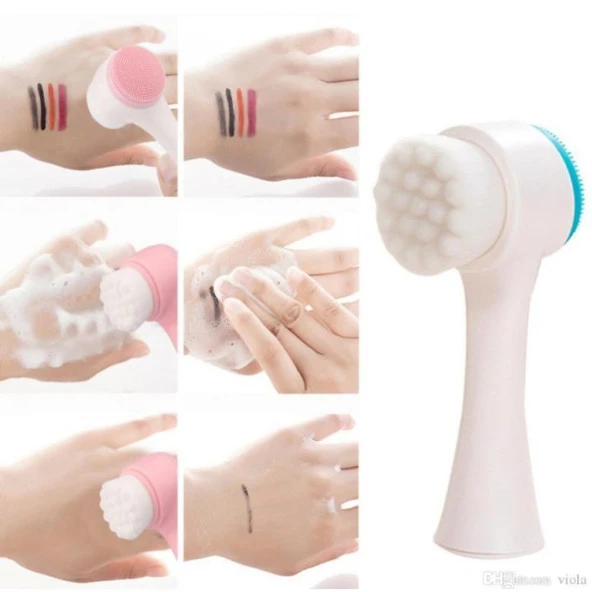 Çift Taraflı 3D Yüz Temizleme Fırçası Ve Slıkon Yüz Masaj Aleti - Resim 4