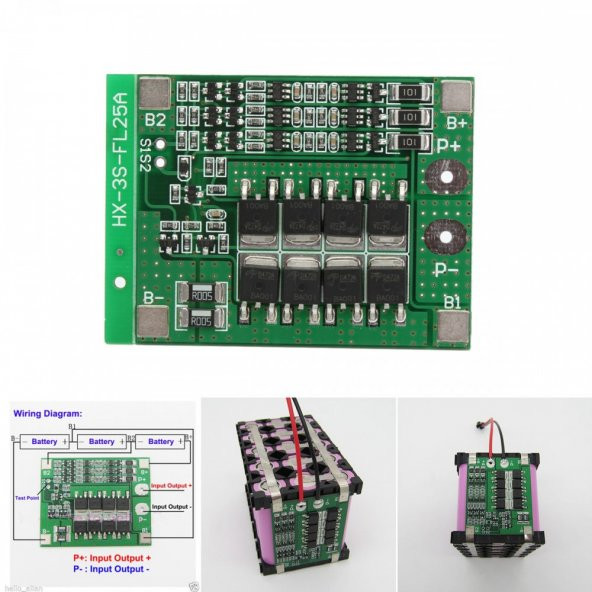 3S 25A 3 Hücreli Balans BMS 18650 Lityum Pil Şarj Devresi - 4