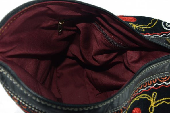Çiçek Desenli El Dokuma Kumaştan İmal Edilmiş Sırt Çantası - 6