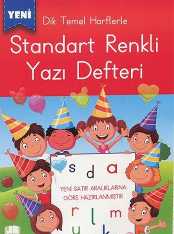 Dik Temel Harflerle Standart Renkli Kareli Yazı Defteri