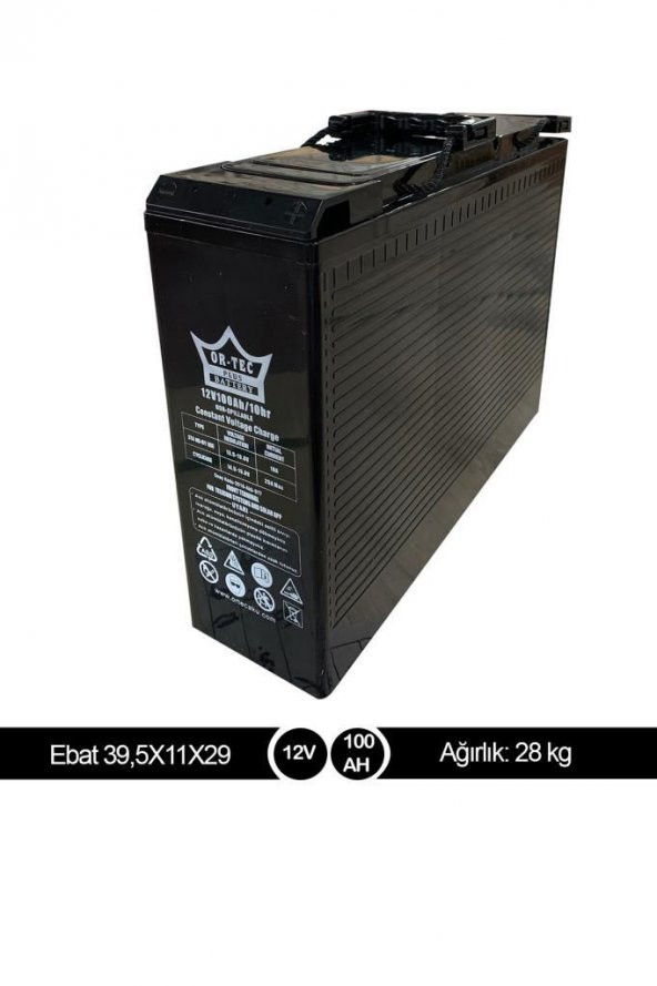 Ortec 12V 100Ah Akü Front Terminal AGM Tip Akü