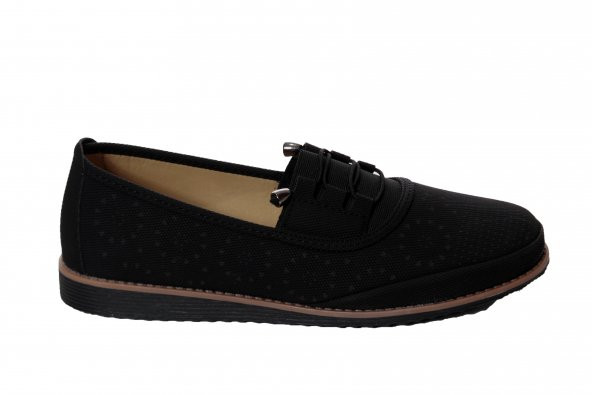 WANATTİ Siyah Lastik Bağlamalı Ortopetik Comfort Battal Büyük 40-41-42 Numara Anne Ayakkabısı - 2