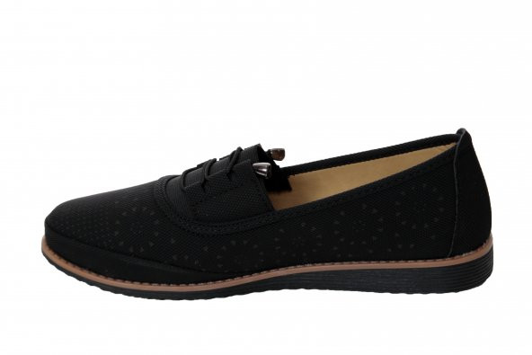 WANATTİ Siyah Lastik Bağlamalı Ortopetik Comfort Battal Büyük 40-41-42 Numara Anne Ayakkabısı - 3