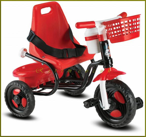 Babyhope 101 Kırmızı Sepetli Çelik Gövde Üçteker 2-3-4 Yaş Arası Suluklu Bisiklet - Bebek Bisikleti