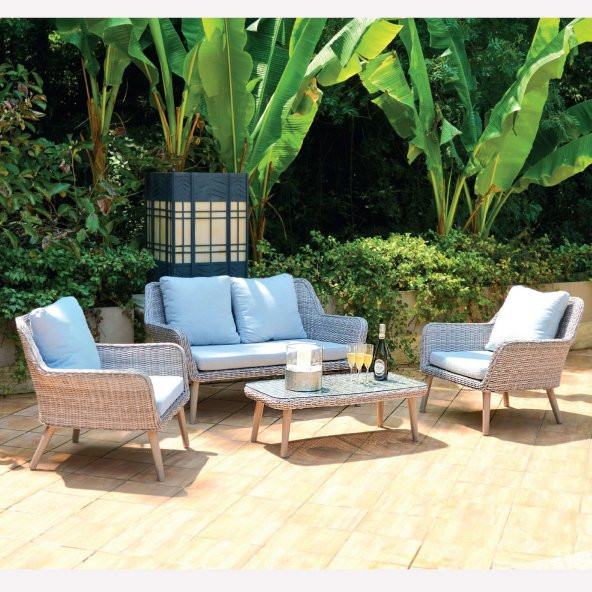 Bidesenal Rattan Bahçe Balkon Koltuk Takımı Sehpalı Bahçe Oturma Grubu Seti Örme Hasır Rattan - 2