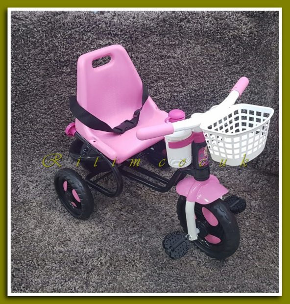 Babyhope 101 Pembe Sepetli Çelik Gövde Üçteker 2-3-4 Yaş Arası Suluklu Bisiklet - Bebek Bisikleti