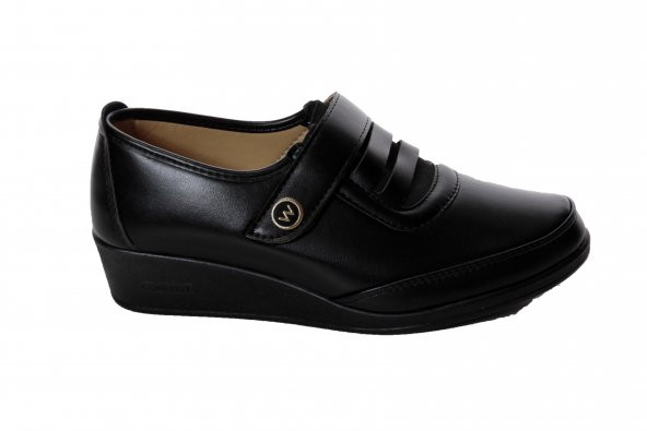 WANATTİ Kadın Siyah Cırtlı Ortopetik Comfort Anne Ayakkabısı 41 Numara - Resim 2