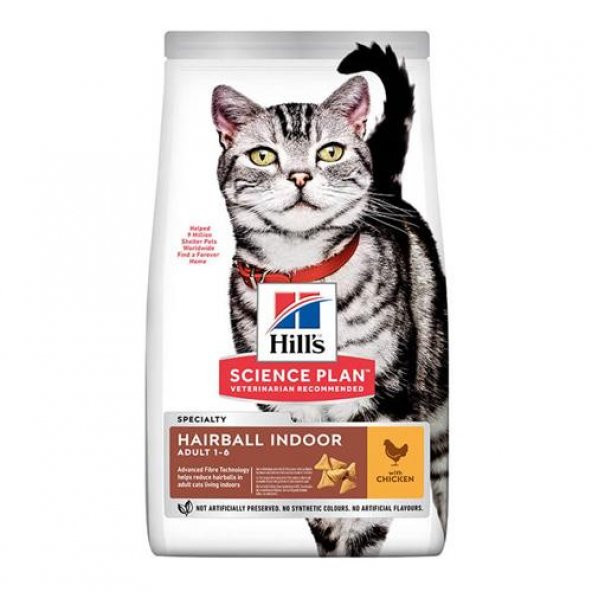 Hills Indoor&Hairball Tavuklu Tüy Yumağı Önleyici Kedi Maması 1.5 Kg