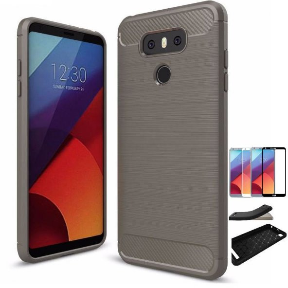 Teleplus LG G6 Özel Karbon ve Silikonlu Kılıf  + Tam Kapatan Cam - 4