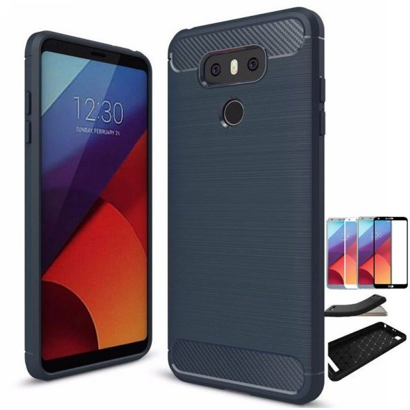 Teleplus LG G6 Özel Karbon ve Silikonlu Kılıf  + Tam Kapatan Cam - 5