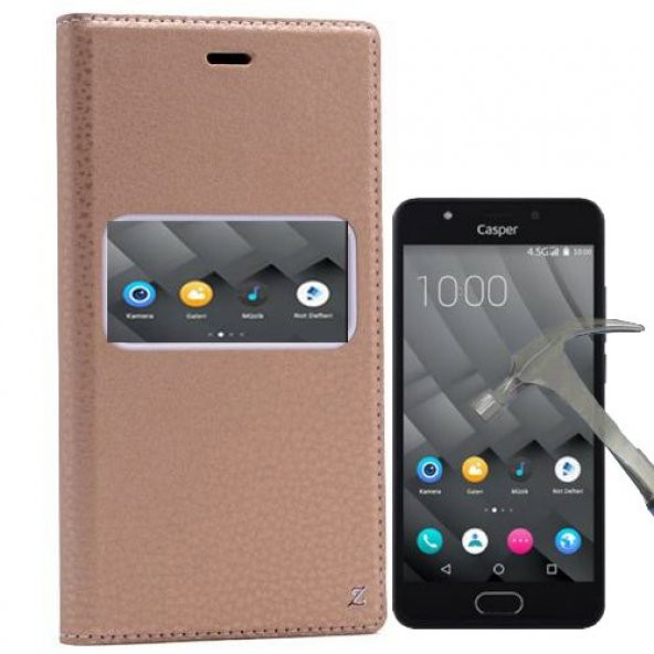 Teleplus Casper Via M2 Pencereli Lux Kılıf  + Cam Ekran Koruyucu - 3
