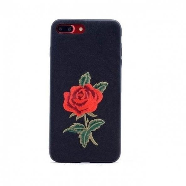 Teleplus iPhone 7 Plus Gül Desenli Dikişli Silikon Kılıf - 1