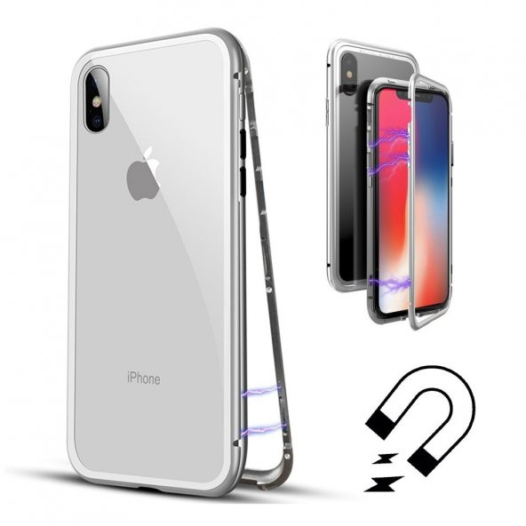 Teleplus iPhone X Kılıf Mıknatıslı 360 Metal Çerçeve - 3