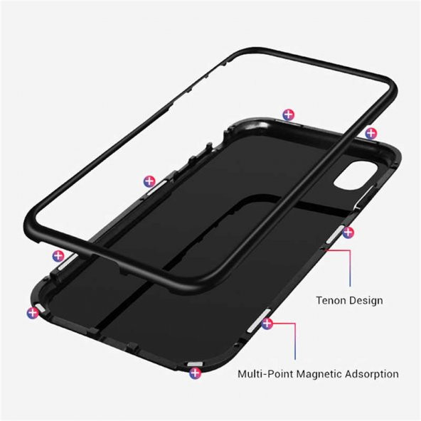 Teleplus iPhone X Kılıf Mıknatıslı 360 Metal Çerçeve - 4