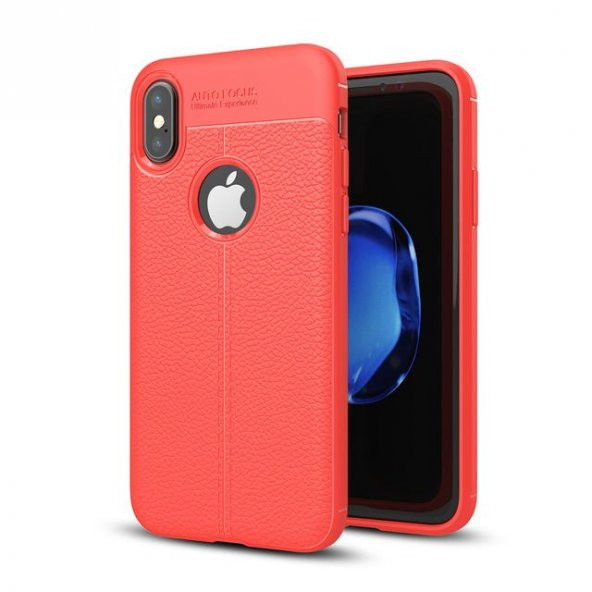 Teleplus iPhone XS Kılıf Deri Dokulu Silikon - 3