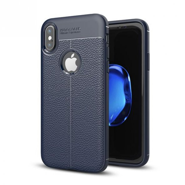 Teleplus iPhone XS Kılıf Deri Dokulu Silikon - 4