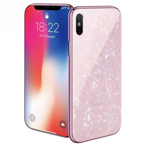 Teleplus iPhone XS Kılıf Mıknatıslı Desenli Ebruli Sert Kapak   + Nano Ekran Koruyucu - 3