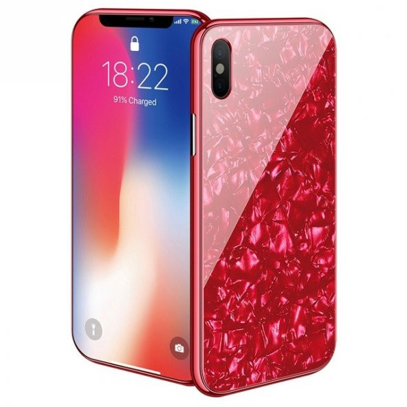 Teleplus iPhone XS Kılıf Mıknatıslı Desenli Ebruli Sert Kapak   + Nano Ekran Koruyucu - 5
