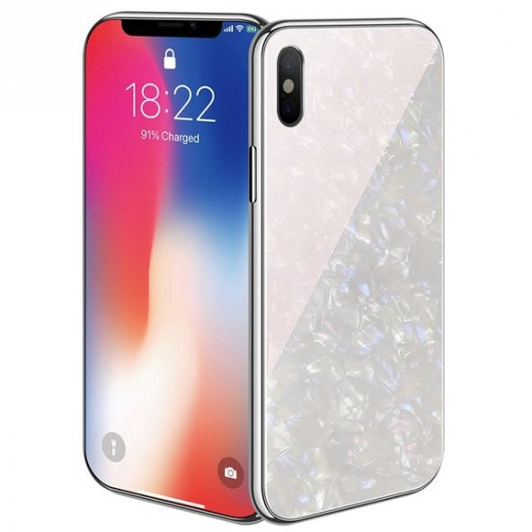 Teleplus iPhone XS Kılıf Mıknatıslı Desenli Ebruli Sert Kapak   + Nano Ekran Koruyucu - 7