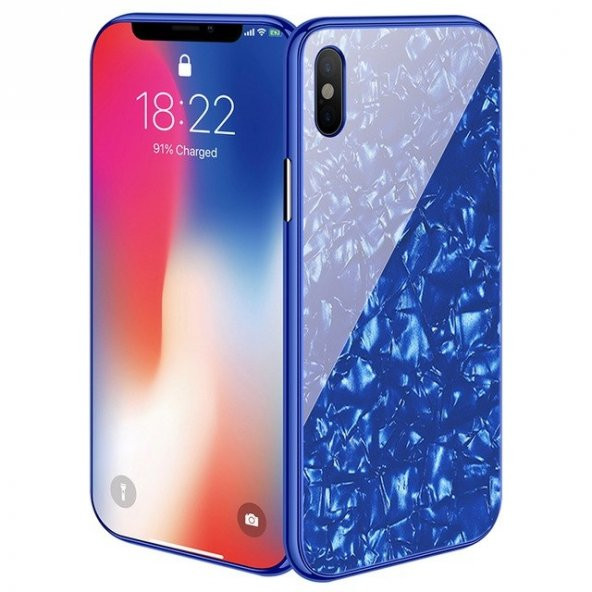 Teleplus iPhone XS Kılıf Mıknatıslı Desenli Ebruli Sert Kapak   + Nano Ekran Koruyucu - 9