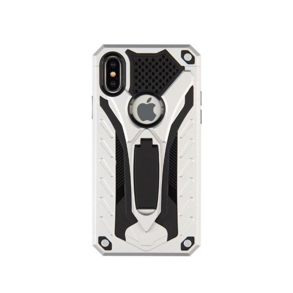 Teleplus iPhone XS Max Kılıf (Plus) Kickstand Tank Kapak + Nano Ekran Koruyucu - 7