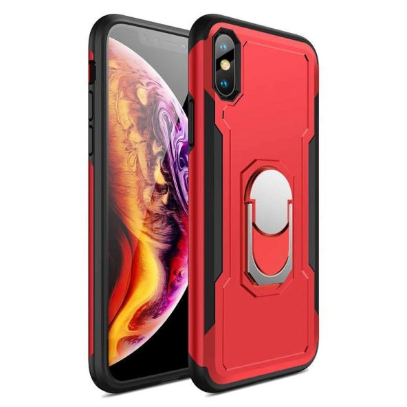 Teleplus iPhone XS Kılıf Bon Yüzüklü Çit Katmanlı Kapak - 3