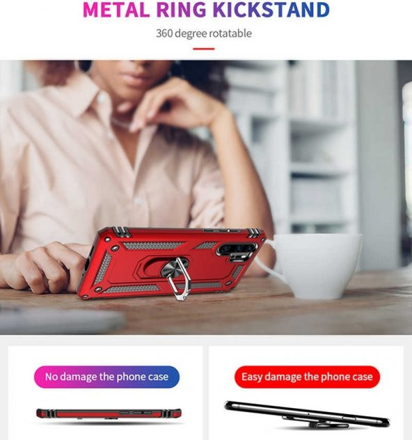 Teleplus Huawei P30 Lite Vega Yüzüklü Tank Kapak Kılıf  + Nano Ekran Koruyucu - 7