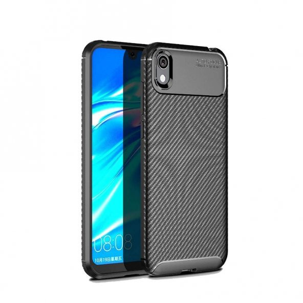 Teleplus Huawei Y5 2019 Negro Karbon Silikon Kılıf  + Nano Ekran Koruyucu