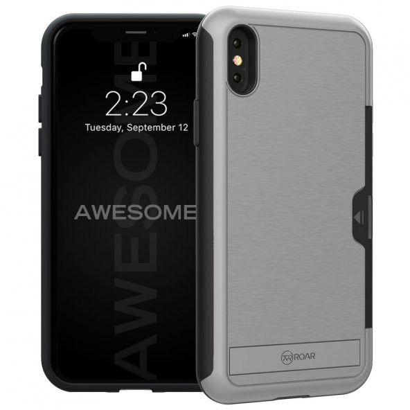 Teleplus ROAR iPhone XS Kılıf Awesome Hyrbid Kartlıklı Standlı Kapak   + Nano Ekran Koruyucu - 5