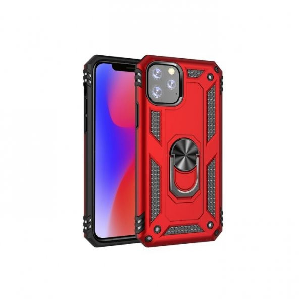 Teleplus iPhone 11 Pro Max Kılıf Vega Yüzüklü Standlı Kapak  + Tam Kapatan Cam - 9