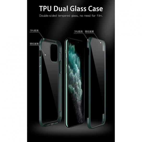 Teleplus iPhone 11 Pro Max Kılıf 360 Ön Arka Cam Darbe Korumalı Silikon - 8