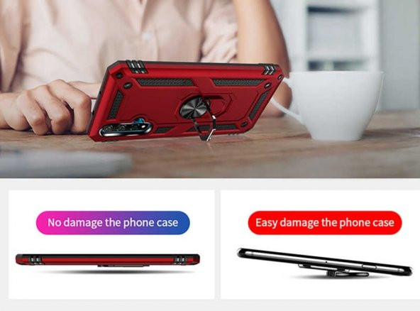 Teleplus Huawei Nova 5T Kılıf Vega Yüzüklü Tank Kapak  + Nano Ekran Koruyucu - 2