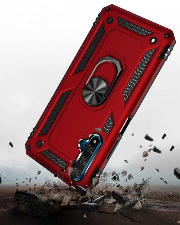 Teleplus Huawei Nova 5T Kılıf Vega Yüzüklü Tank Kapak  + Nano Ekran Koruyucu - 7