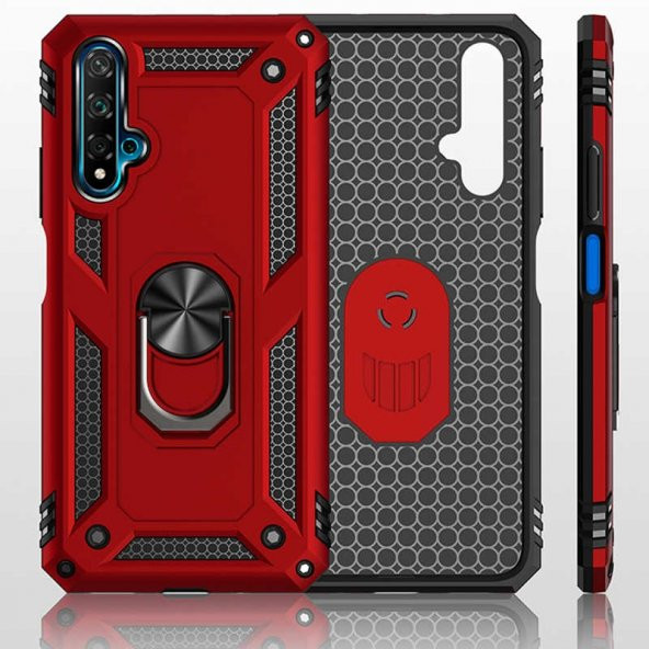 Teleplus Huawei Nova 5T Kılıf Vega Yüzüklü Tank Kapak  + Nano Ekran Koruyucu - 11