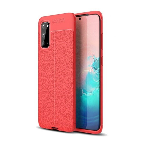 Teleplus Samsung Galaxy S20 Plus Kılıf Deri Dokulu Silikon  + Tam Kapatan Ekran Koruyucu - 5