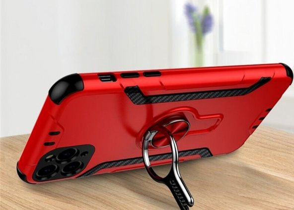 Teleplus iPhone 11 Kılıf Coco Standlı Yüzüklü Tank Kapak + Nano Ekran Koruyucu - 8