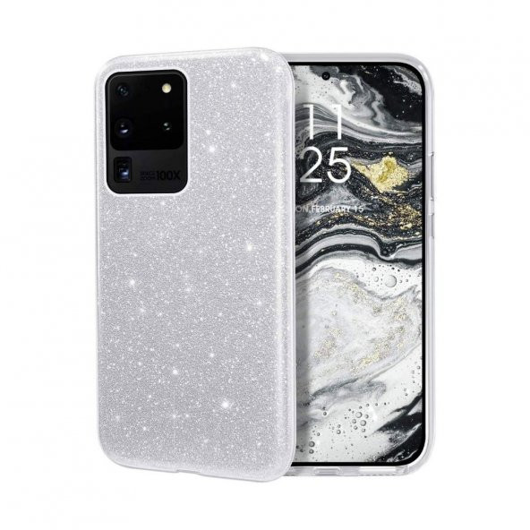 Teleplus Samsung Galaxy S20 Ultra Kılıf Lüks Simli Silikon - 5