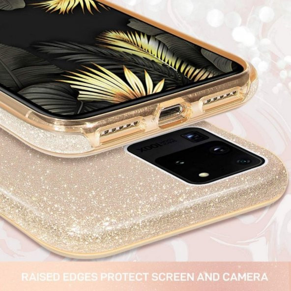 Teleplus Samsung Galaxy S20 Ultra Kılıf Lüks Simli Silikon - 6