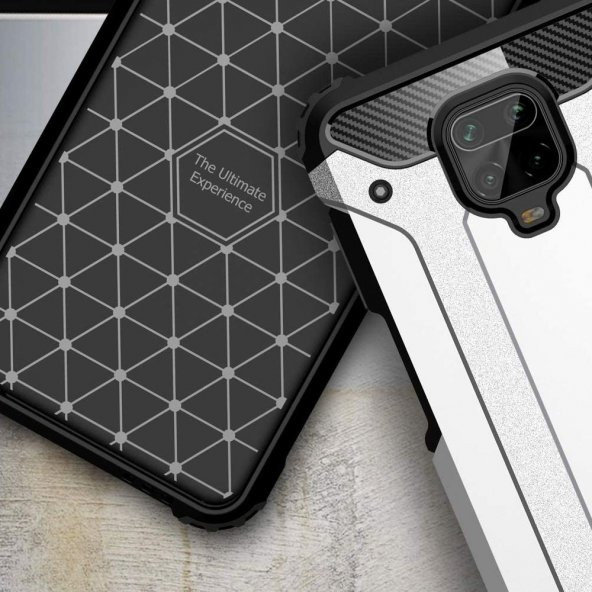 Teleplus Xiaomi Redmi Note 9 Pro Kılıf Çift Katmanlı Tank Kapak  + Tam Kapatan Ekran Koruyucu - 12