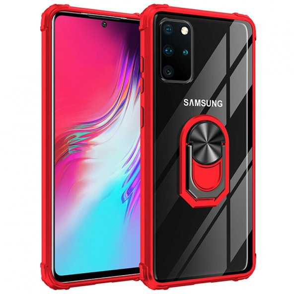 Teleplus Samsung Galaxy S20 Plus Kılıf Korumalı Standlı Yüzüklü Tank Kapak  + Tam Kapatan Ekran Koruyucu - 5