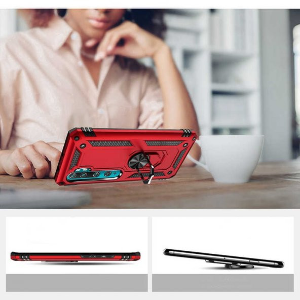 Teleplus  Xiaomi Mi Note 10 Lite Kılıf Vega Yüzüklü Tank Kapak  + Pet Tpu Ekran Koruyucu - 2