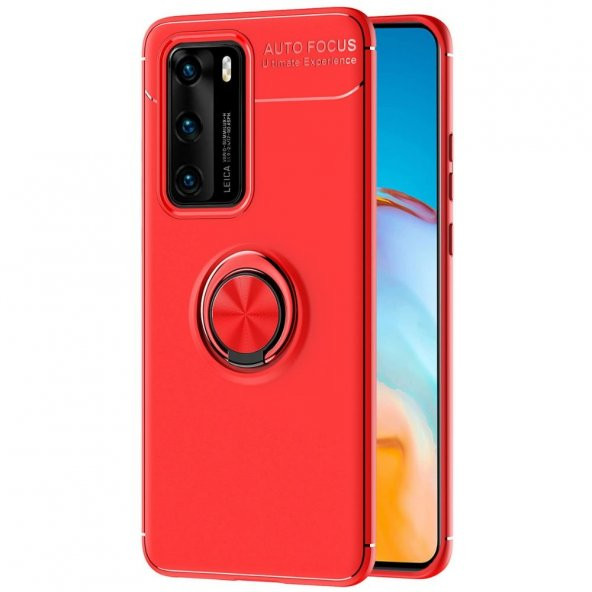 Teleplus Huawei P40 Kılıf Ravel Yüzüklü Standlı Silikon  + Tam Kapatan Ekran Koruyucu - 9