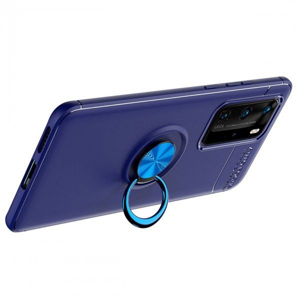 Teleplus Huawei P40 Kılıf Ravel Yüzüklü Standlı Silikon  + Tam Kapatan Ekran Koruyucu - 11
