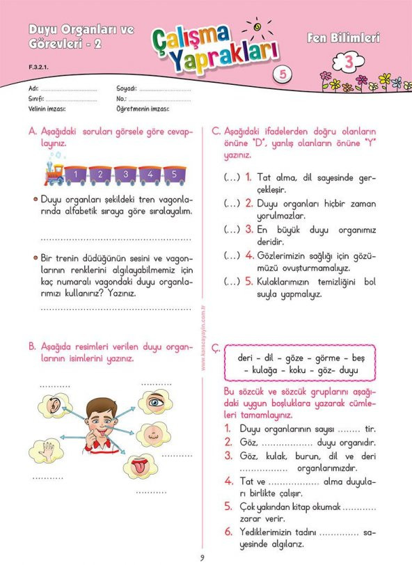 Karaca Eğitim Yayınları 3. Sınıf Fen Bilimleri Etkinlikli Soru Bankası Çalışma Yaprakları - 4