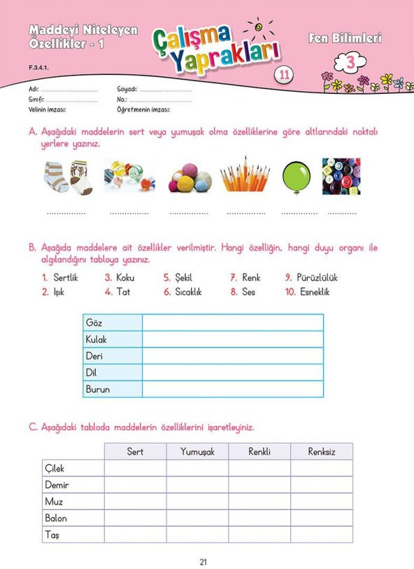 Karaca Eğitim Yayınları 3. Sınıf Fen Bilimleri Etkinlikli Soru Bankası Çalışma Yaprakları - 6