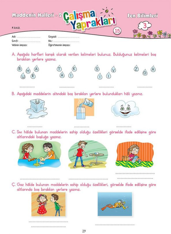 Karaca Eğitim Yayınları 3. Sınıf Fen Bilimleri Etkinlikli Soru Bankası Çalışma Yaprakları - 7